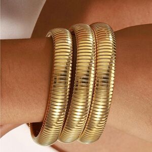 Elegant Gold-Tone Coil Bracelets